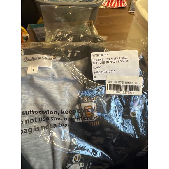 ModCloth Robot Breakfast For Dinner Long Sleeve Sleep Shirt Navy Women Sz S NWT - Picture 10 of 10